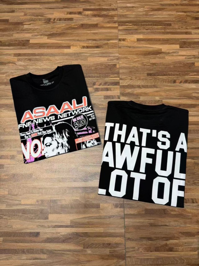 Asaali Retro Magazine Clipping Collage Figure Front Back Bold Slogan Oversized Tee 29288682