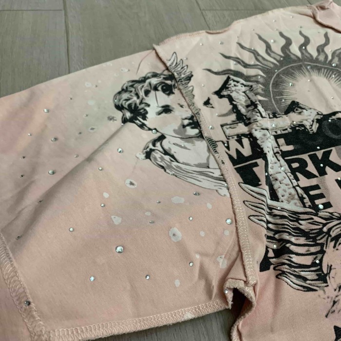 Renaissance Angel Sketch Collage Multi Text Double Sided Print Tee 29288547