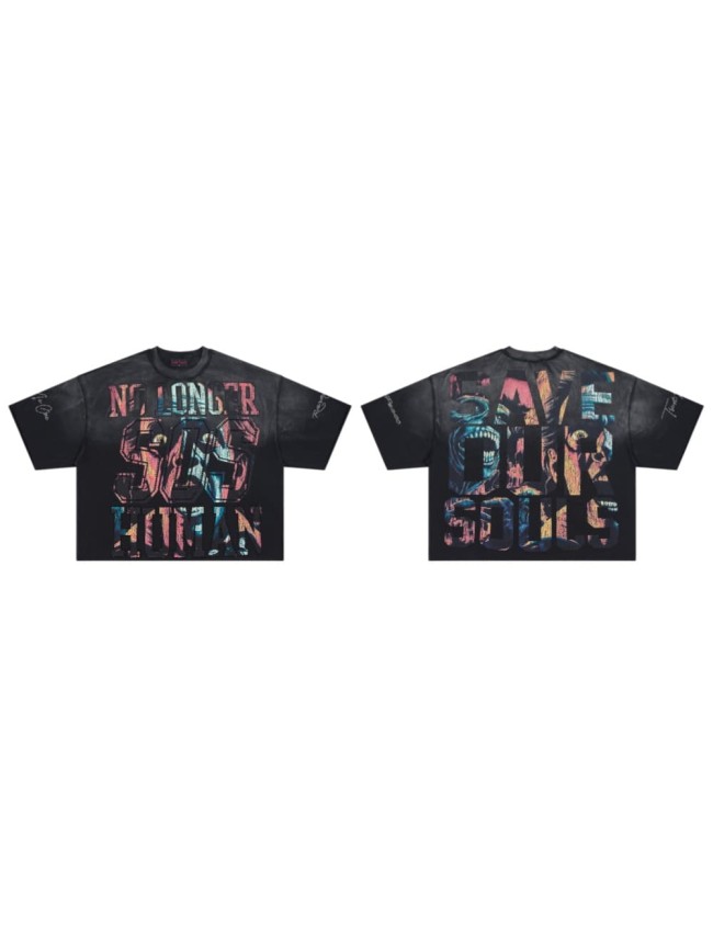 Horror Demon Portrait Embedded Text No Longer Save Human Save Our Souls Double Sided Print Tee 29288552