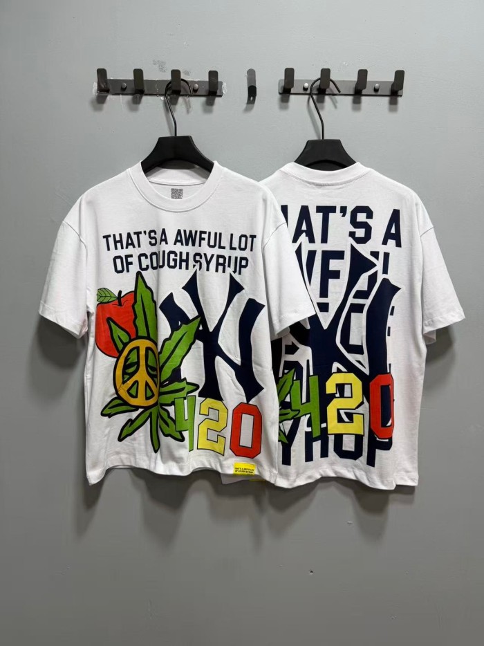 Weed Leaf Peace Symbol Apple NY Graffiti Double Sided Print Tee 2 colors 29288701
