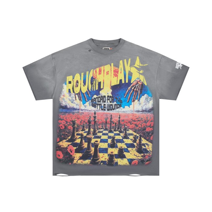 Chess Poppy Field Skeleton Hands Band Aid For The Battle Wounds Double Sided Print Oversized Tee 29288440