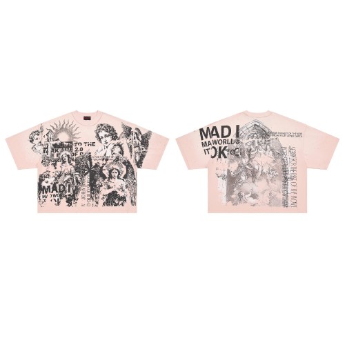 Renaissance Angel Sketch Collage Multi Text Double Sided Print Tee 29288547