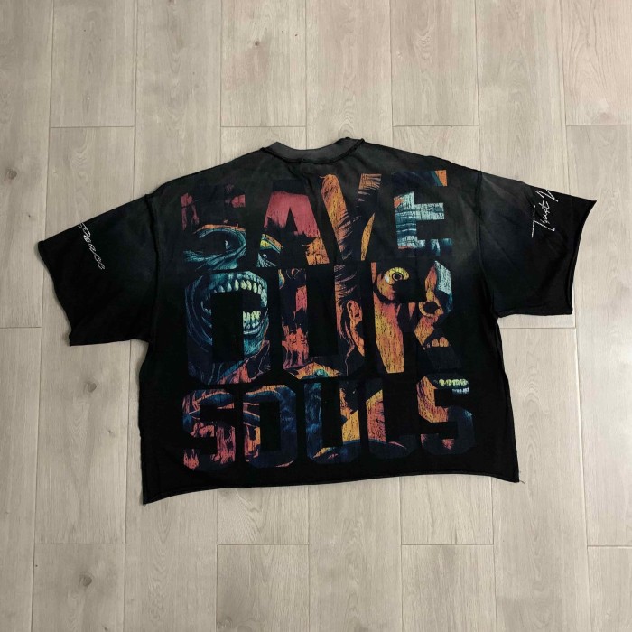 Horror Demon Portrait Embedded Text No Longer Save Human Save Our Souls Double Sided Print Tee 29288552