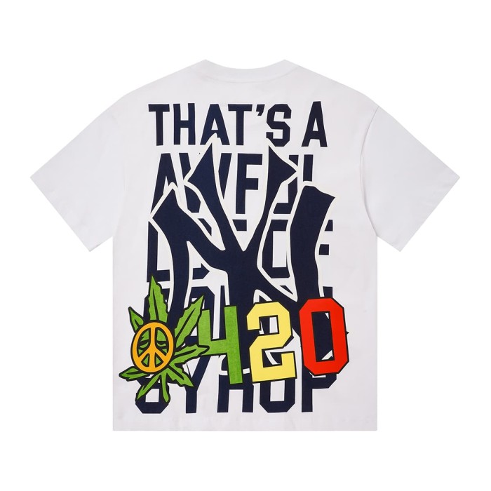 Weed Leaf Peace Symbol Apple NY Graffiti Double Sided Print Tee 2 colors 29288701