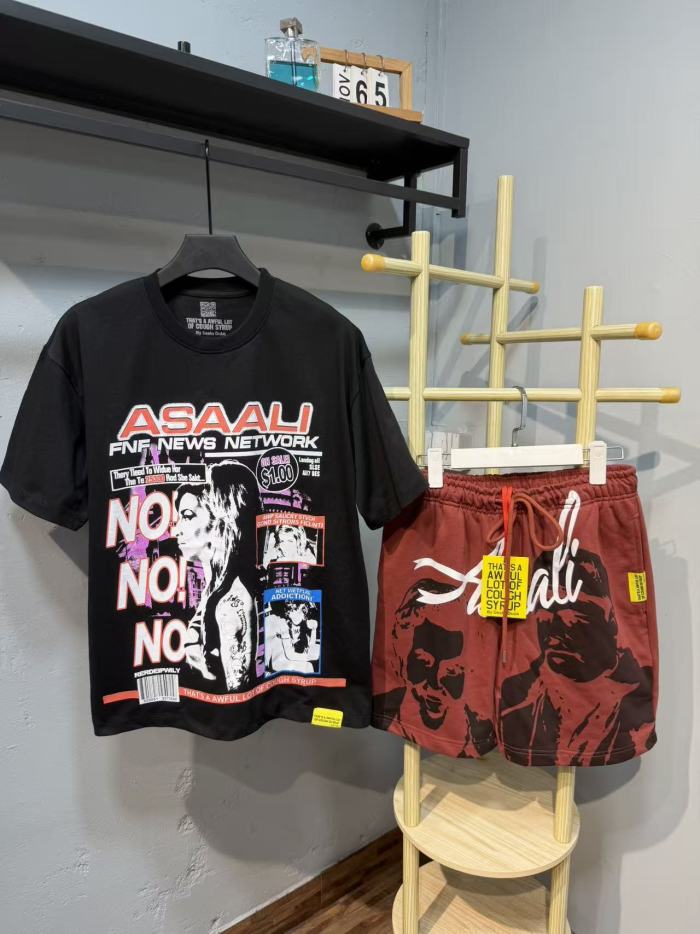 Anime Character Letter Print T-Shirt & Shorts Casual Streetwear Set 21 colors 29288563