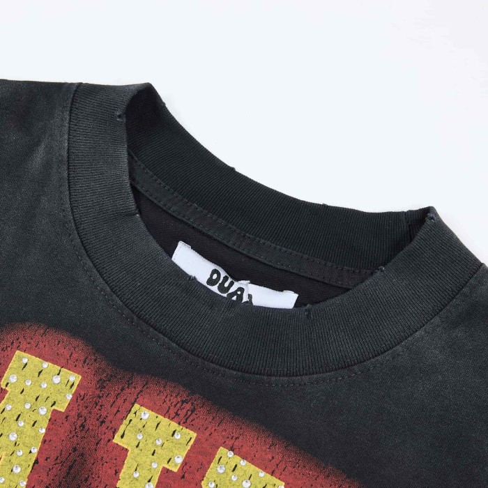 Two Tone Outline Letter Flame Basketball Hoop Double Sided Print Oversized Tee 29288379