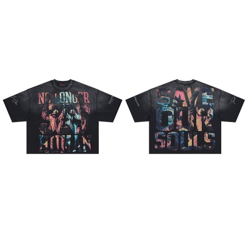Horror Demon Portrait Embedded Text No Longer Save Human Save Our Souls Double Sided Print Tee 29288552