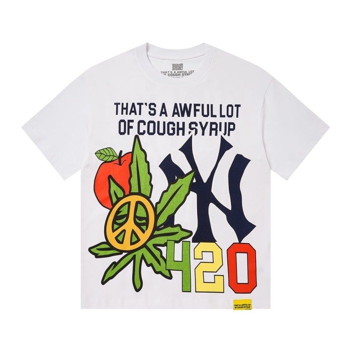 Weed Leaf Peace Symbol Apple NY Graffiti Double Sided Print Tee 2 colors 29288701