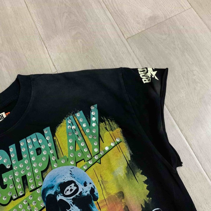Dot Gradient Font Bandana Skeleton Classic Muscle Car Double Sided Print Tee 29288449