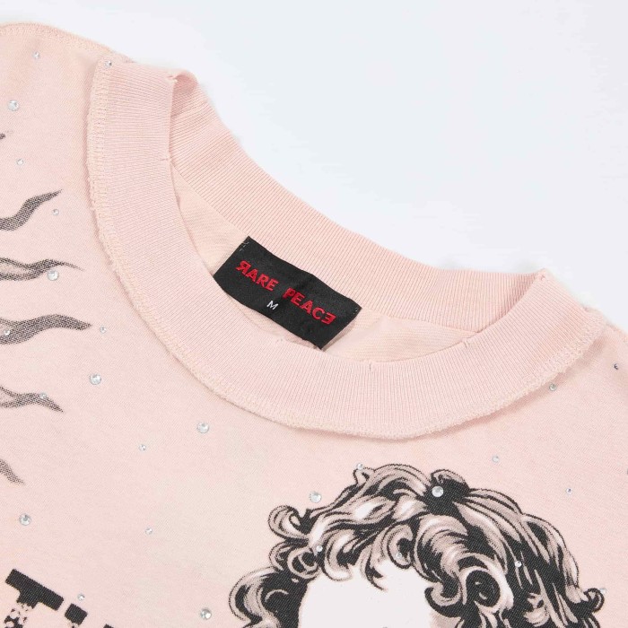 Renaissance Angel Sketch Collage Multi Text Double Sided Print Tee 29288547