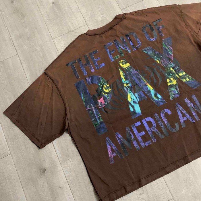 Gradient Sharp Font Twisted Statue Of Liberty The End Of Pax Americana Double Sided Print Tee 2 colors 29288473