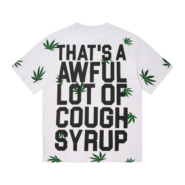 Scattered Leaf All Over Print Front Small Slogan Back Big Stacked Text Tee 2 colors 29288645
