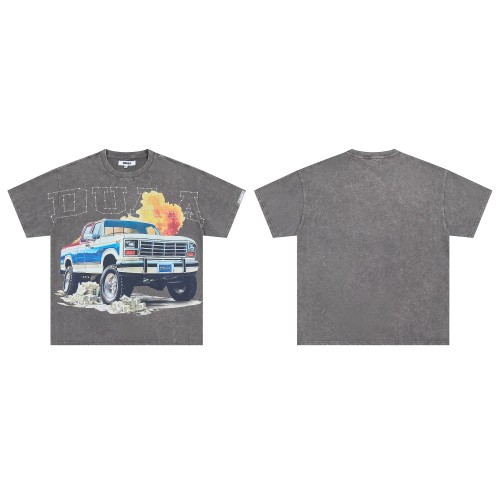 Pull Up Rhinestone Spelled Logo Vintage Pickup Truck Stacked Cash Explosion Single Side Print Tee 29288373