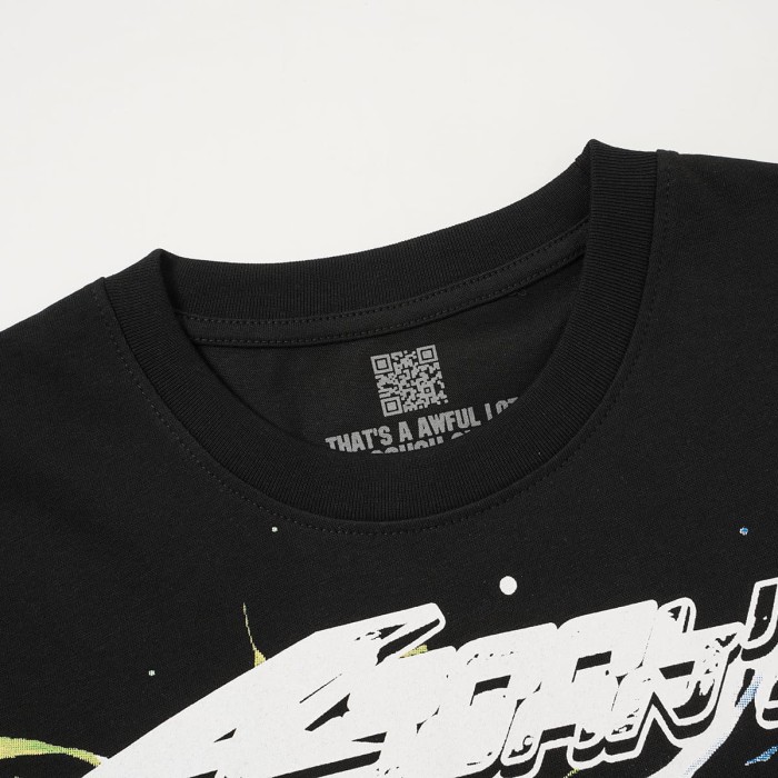 Green And Blue Contrast Split Demon Face Front Large Stacked Text Slogan Back Oversized Tee 29288677