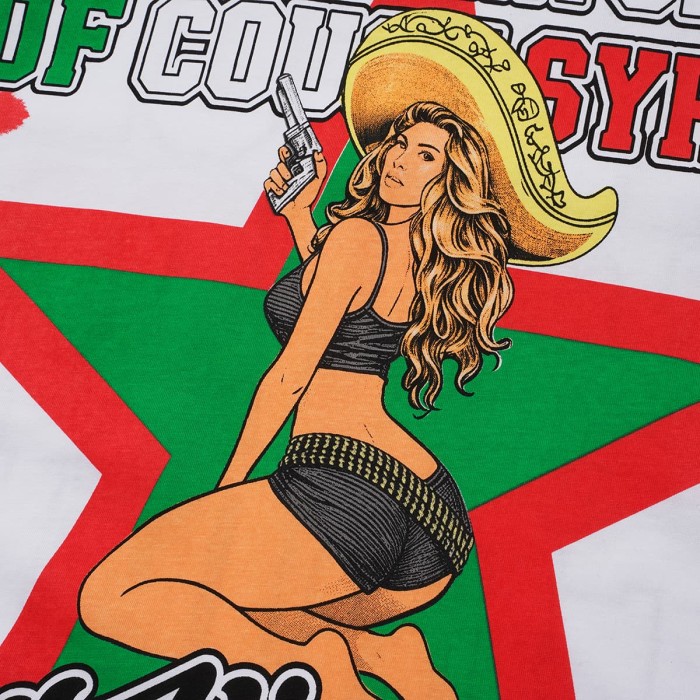 Mexico Flag Color Tie Dye Pin Up Lady Portrait Front Back Contrast Color Slogan Printed Oversized Tee 29288687