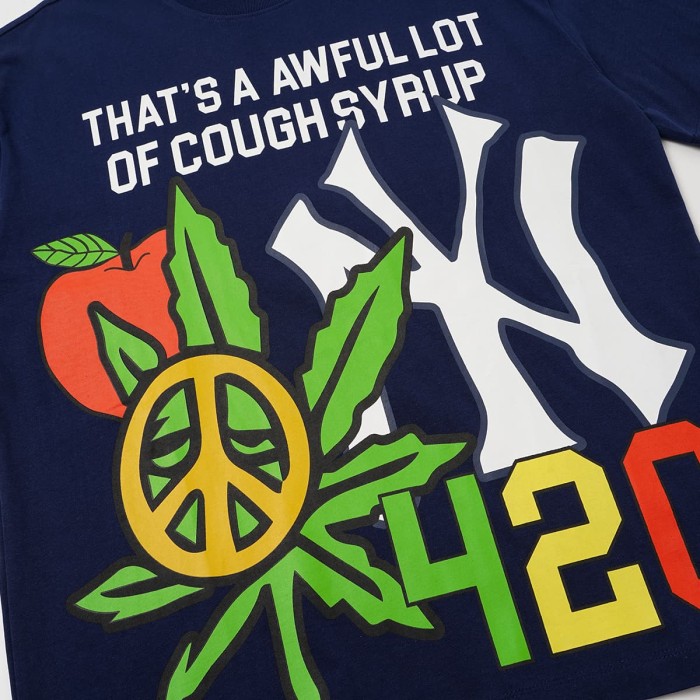 Weed Leaf Peace Symbol Apple NY Graffiti Double Sided Print Tee 2 colors 29288701