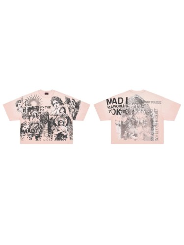 Renaissance Angel Sketch Collage Multi Text Double Sided Print Tee 29288547