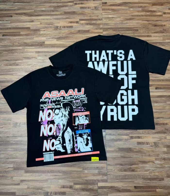 Asaali Retro Magazine Clipping Collage Figure Front Back Bold Slogan Oversized Tee 29288682