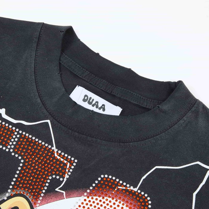 Gradient Rhinestone Letter Boxer Bulldog Lightning Background Front Only Print Oversized Tee 29288421