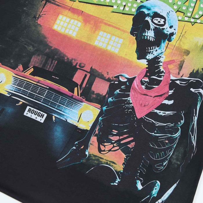 Dot Gradient Font Bandana Skeleton Classic Muscle Car Double Sided Print Tee 29288449
