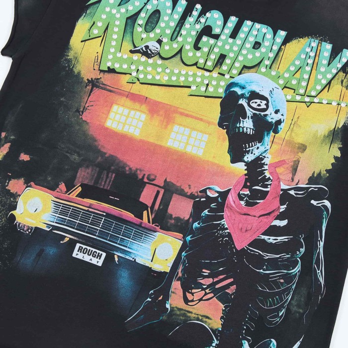 Dot Gradient Font Bandana Skeleton Classic Muscle Car Double Sided Print Tee 29288449