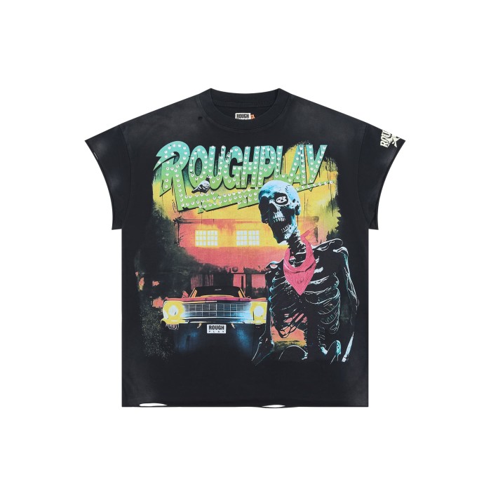 Dot Gradient Font Bandana Skeleton Classic Muscle Car Double Sided Print Tee 29288449