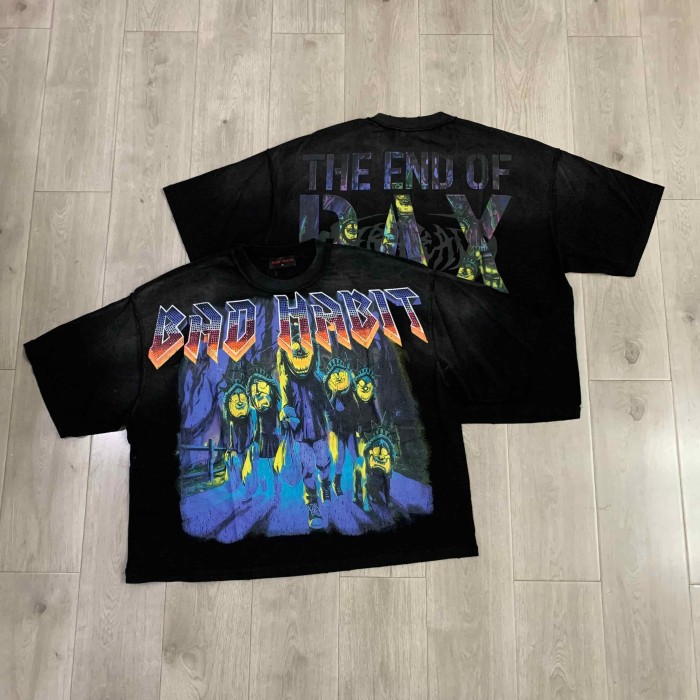Gradient Sharp Font Twisted Statue Of Liberty The End Of Pax Americana Double Sided Print Tee 2 colors 29288473
