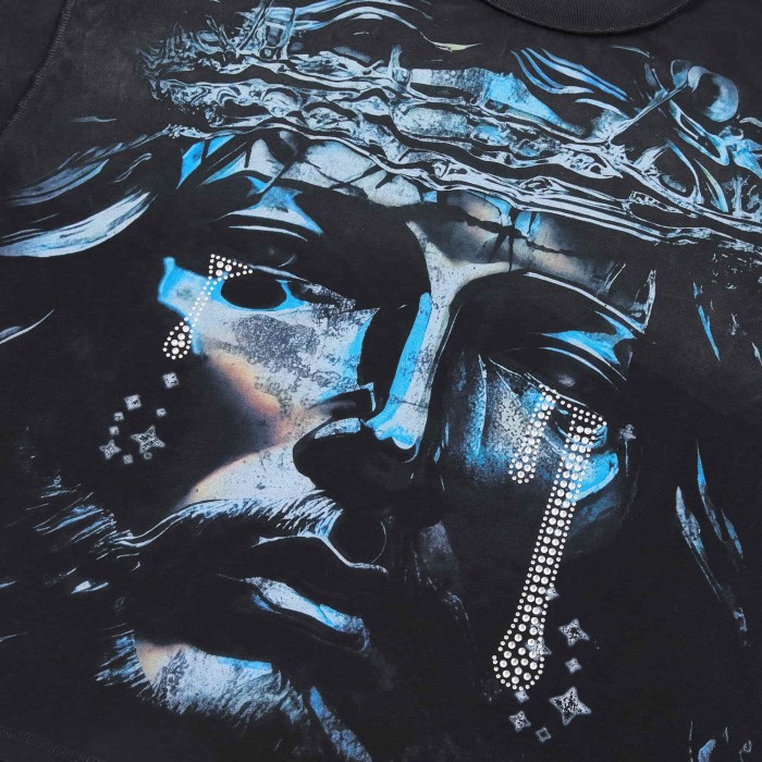 Crown Of Thorns Rhinestone Tears Jesus Portrait Graffiti Overlay The End Of Pax Sided Print Tee 29288539