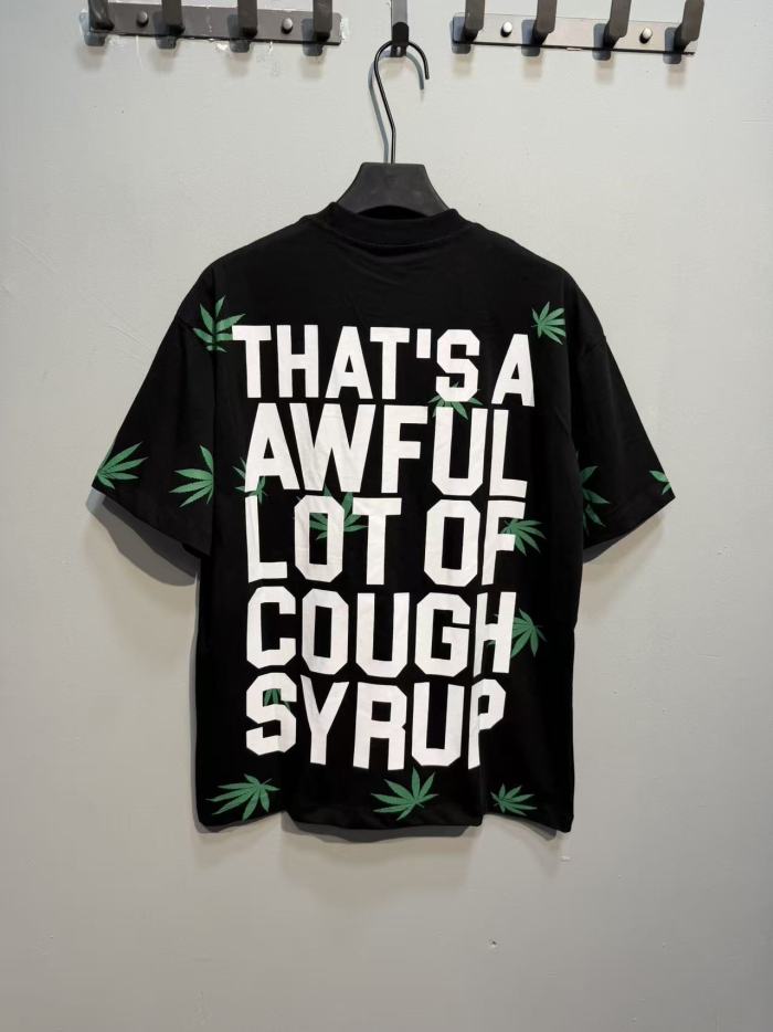 Scattered Leaf All Over Print Front Small Slogan Back Big Stacked Text Tee 2 colors 29288645