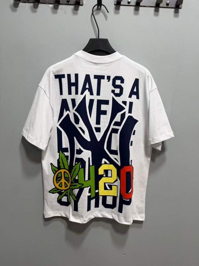 Weed Leaf Peace Symbol Apple NY Graffiti Double Sided Print Tee 2 colors 29288701