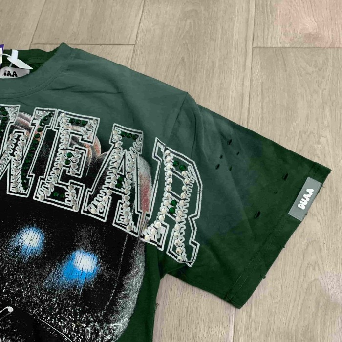 Rhinestone Texture Letter Life Is A Sport Vintage Baseball Stadium Double Sided Print Oversized Tee 29288412
