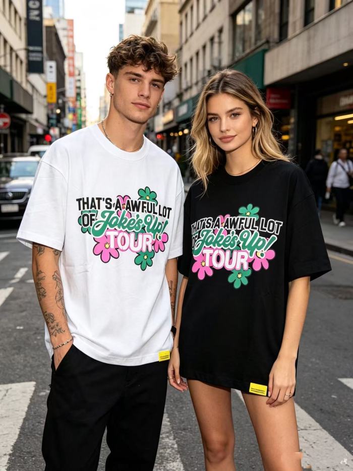 Jokes Up Tour Daisy Floral Double Sided Letter Print Oversized Tee 2 colors 29288637