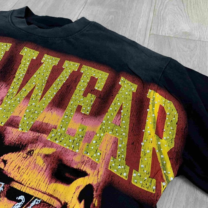 Two Tone Outline Letter Flame Basketball Hoop Double Sided Print Oversized Tee 29288379