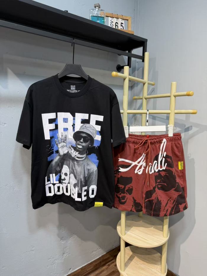 Anime Character Letter Print T-Shirt & Shorts Casual Streetwear Set 21 colors 29288563