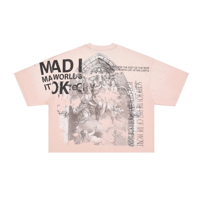 Renaissance Angel Sketch Collage Multi Text Double Sided Print Tee 29288547