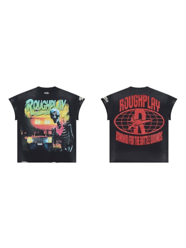 Dot Gradient Font Bandana Skeleton Classic Muscle Car Double Sided Print Tee 29288449