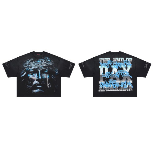 Crown Of Thorns Rhinestone Tears Jesus Portrait Graffiti Overlay The End Of Pax Sided Print Tee 29288539