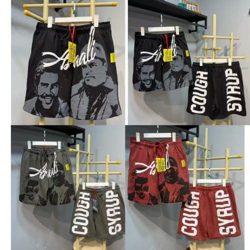 Hip Hop Portrait Graphic Cough Syrup Letter Print Drawstring Casual Street Sweat Shorts 11 colors 29288610