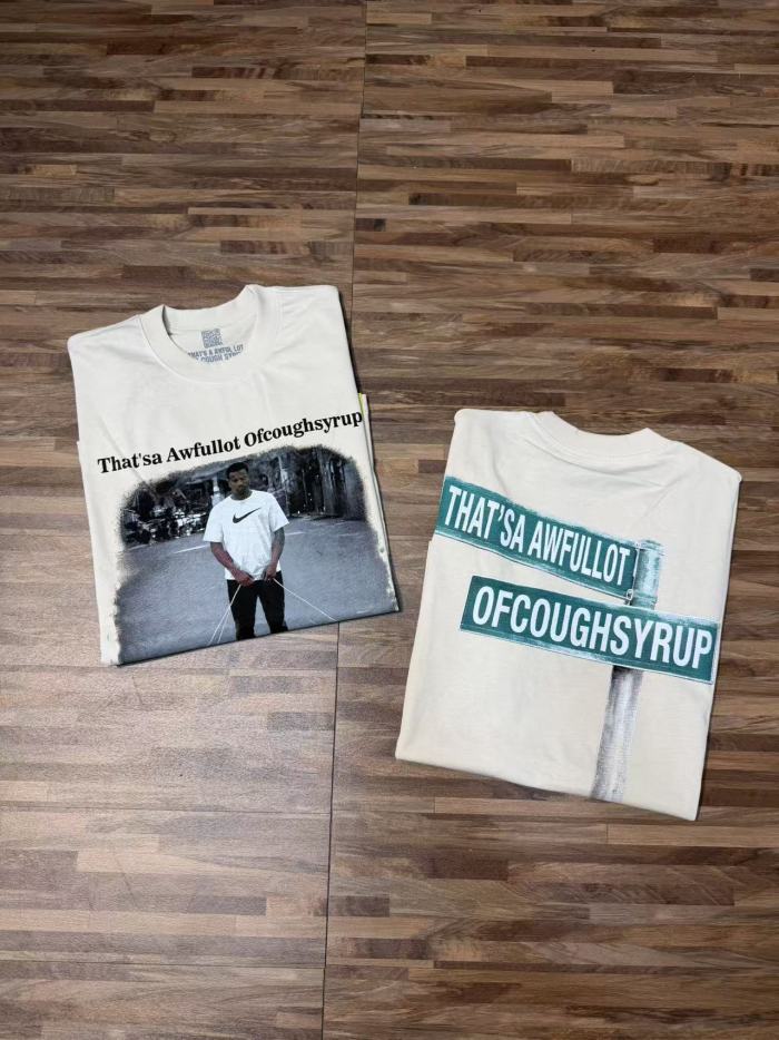 Hip Hop Streetwear Street Vendor Figure Print Back Split Text Street Sign Design Tee 2 colors 29288641
