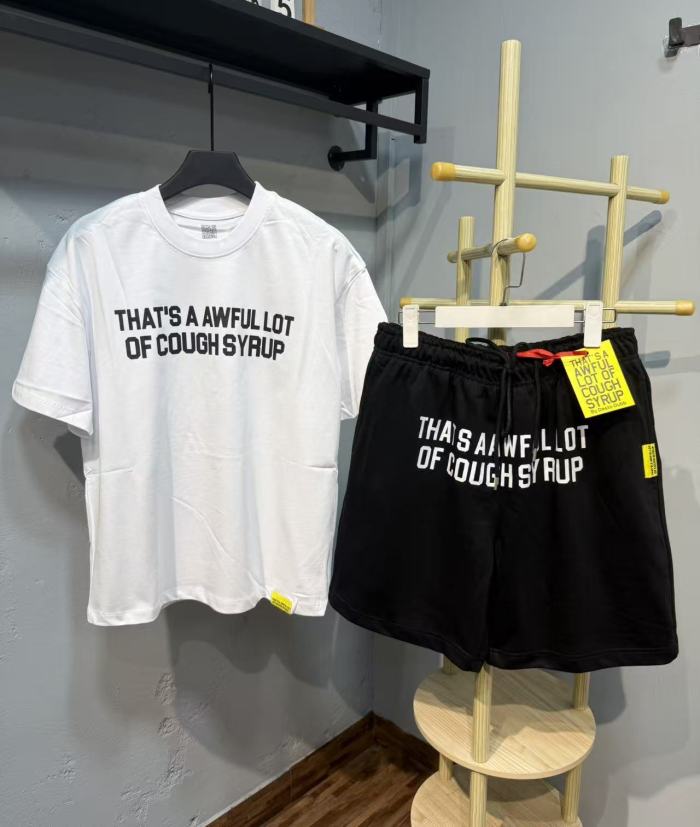 Anime Character Letter Print T-Shirt & Shorts Casual Streetwear Set 21 colors 29288563