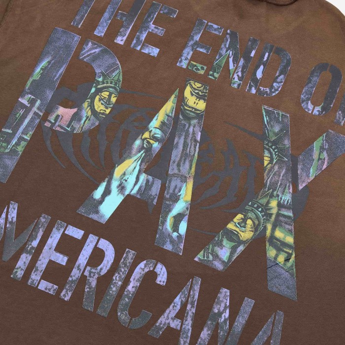 Gradient Sharp Font Twisted Statue Of Liberty The End Of Pax Americana Double Sided Print Tee 2 colors 29288473