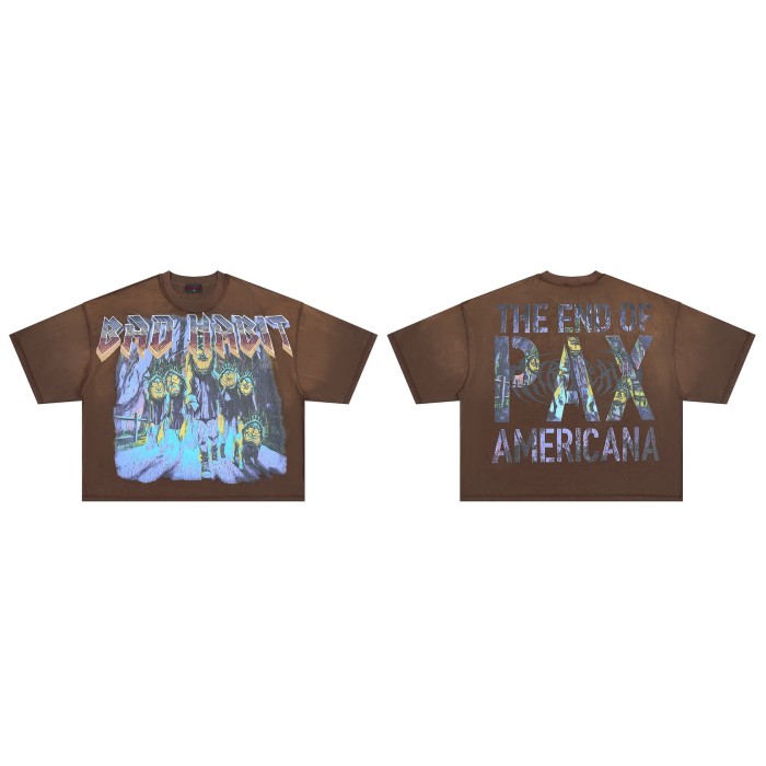 Gradient Sharp Font Twisted Statue Of Liberty The End Of Pax Americana Double Sided Print Tee 2 colors 29288473