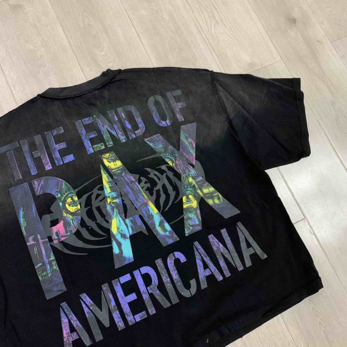 Gradient Sharp Font Twisted Statue Of Liberty The End Of Pax Americana Double Sided Print Tee 2 colors 29288473