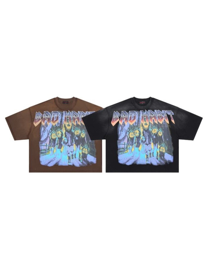 Gradient Sharp Font Twisted Statue Of Liberty The End Of Pax Americana Double Sided Print Tee 2 colors 29288473