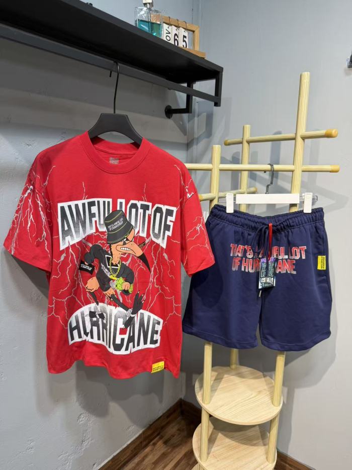 Anime Character Letter Print T-Shirt & Shorts Casual Streetwear Set 21 colors 29288563
