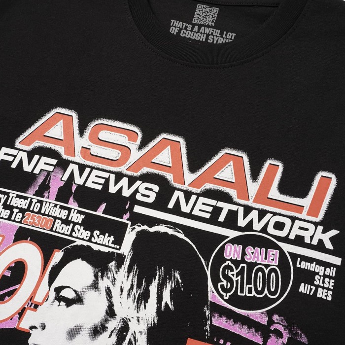 Asaali Retro Magazine Clipping Collage Figure Front Back Bold Slogan Oversized Tee 29288682