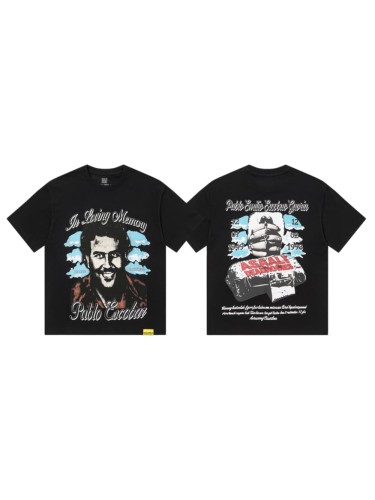 Asaali In Loving Memory Letter Pablo Escobar Face Print Birth Death Year Gun Handcuff Oversized Tee 29288692