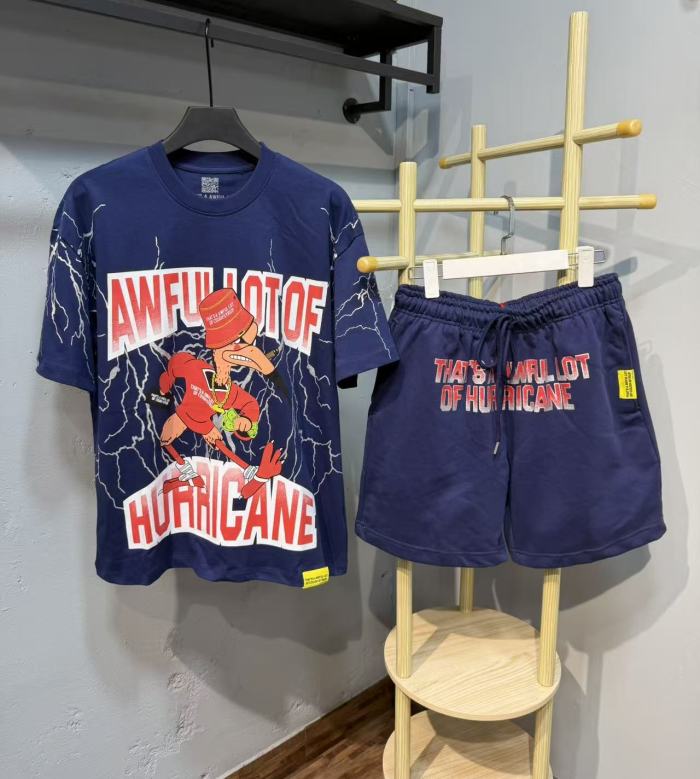 Anime Character Letter Print T-Shirt & Shorts Casual Streetwear Set 21 colors 29288563