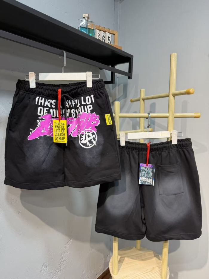 Hip Hop Portrait Graphic Cough Syrup Letter Print Drawstring Casual Street Sweat Shorts 11 colors 29288610