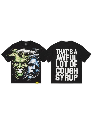 Green And Blue Contrast Split Demon Face Front Large Stacked Text Slogan Back Oversized Tee 29288677